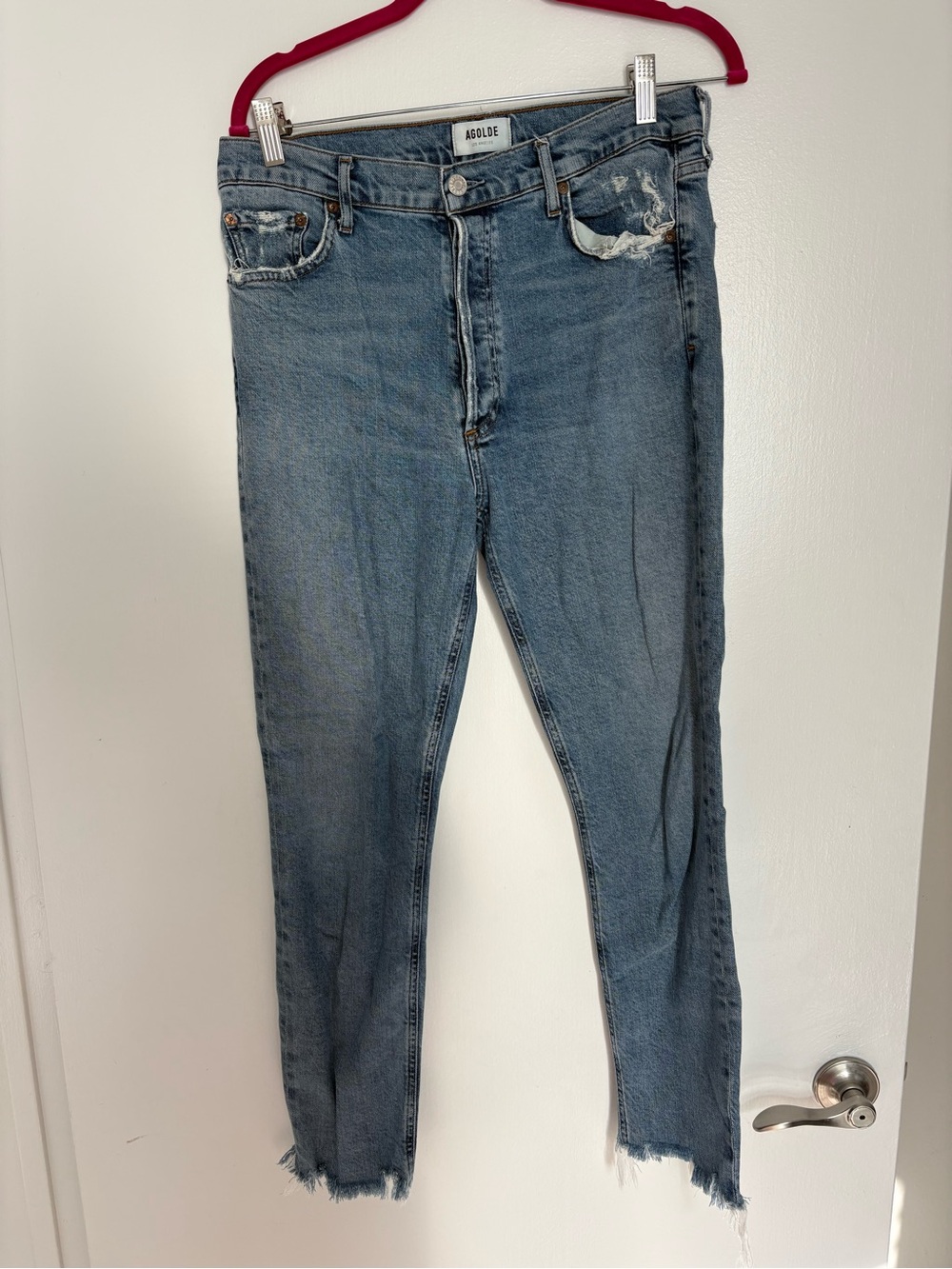 Agolde Women's Light Blue Distressed Skinny Jeans